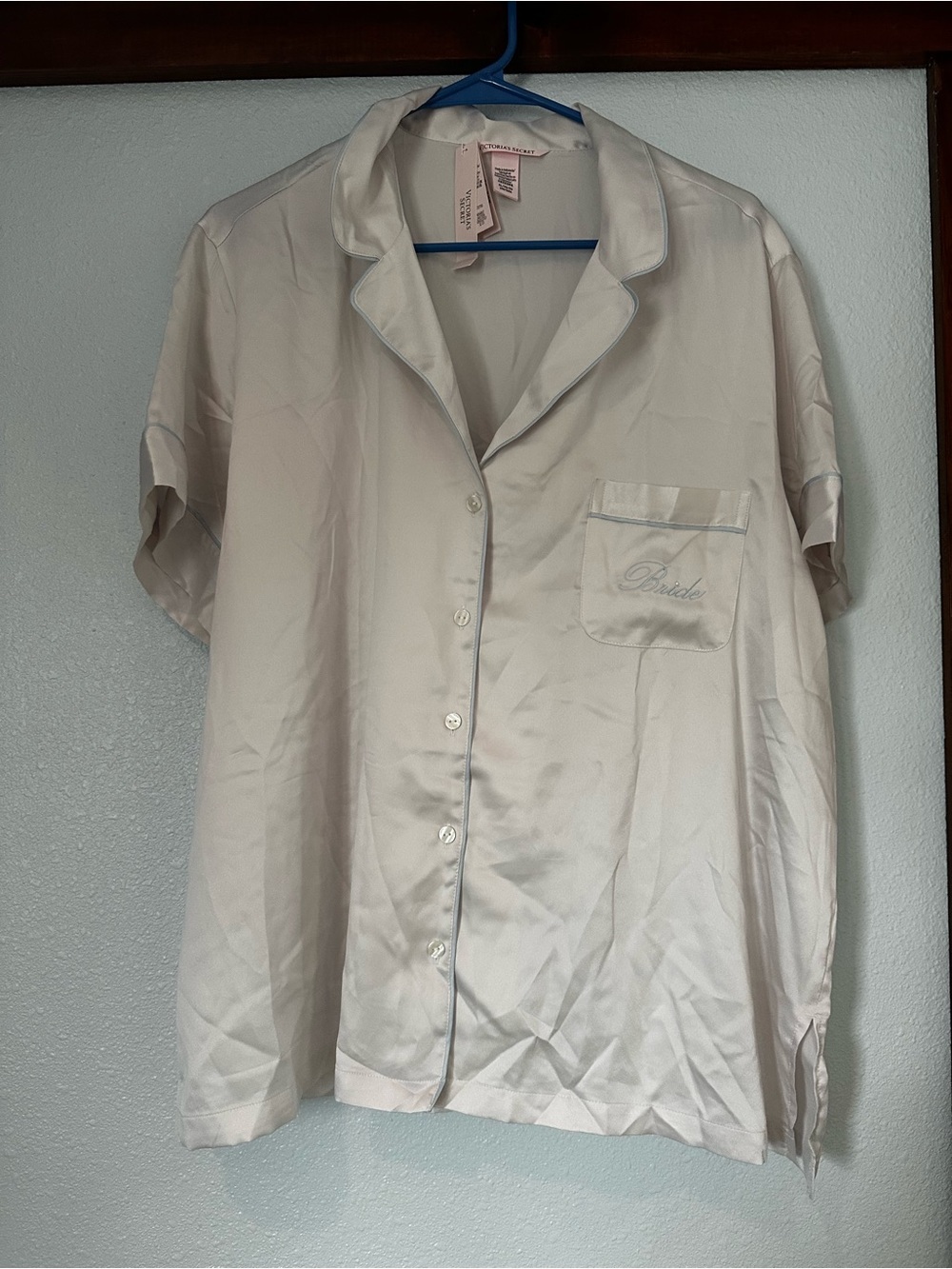 Short-Sleeve Bridal Pajama Top - Cream Size X-Large